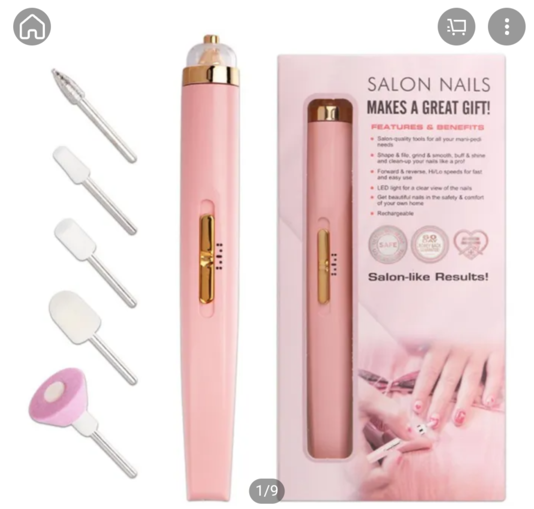 Caneta Polidora e Lixadeira elétrica para unhas com 5 pontas.