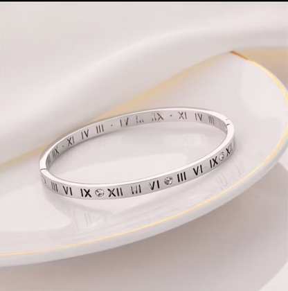 Bracelete aço inoxidável algarismos romanos