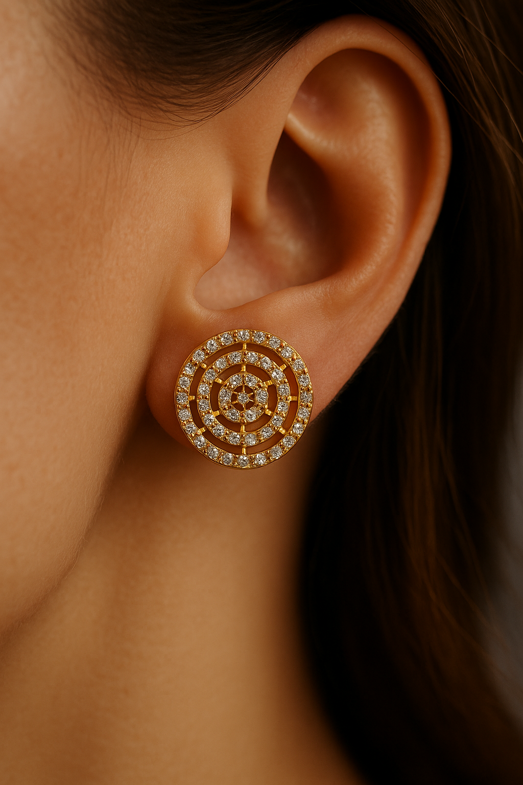 Brinco redondo com strass