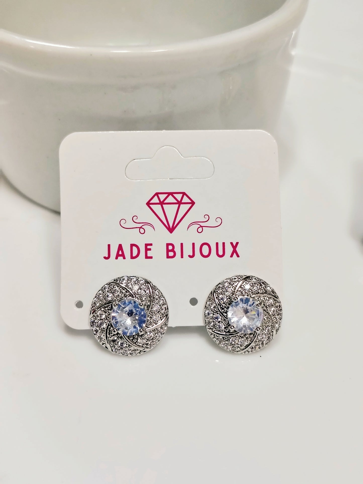 Brinco strass com zircônia