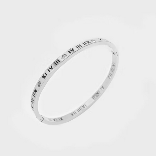 Bracelete aço inoxidável algarismos romanos