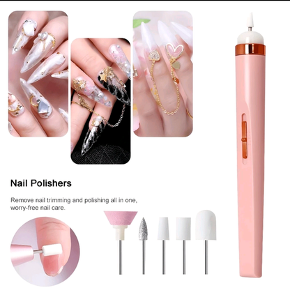 Caneta Polidora e Lixadeira elétrica para unhas com 5 pontas.